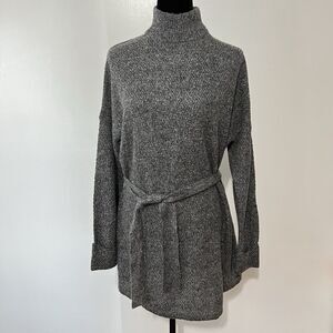 Missguided High Neck Jumper Dress Size US 2/4 Gray Belted Knit Minimalist Preppy
